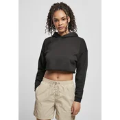 Womens Oversized Cropped Hoody Black