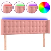 Vidaxl LED posteljno vzglavje roza 147x16x78/88 cm žamet