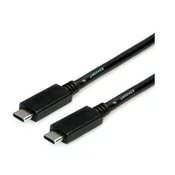 ROLINE kabel USB 3.2 Gen 2 USB-C - USB-C, M/M, 10 Gbit/s, PD (Power Delivery) 20 V 5 A - 100 W, s Emark certifikatom, 2 m, crni 11.02.9055-10