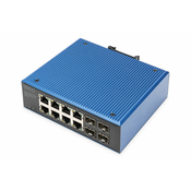 Industrial 8 +4-Port Gigabit Ethernet Switch 8 x GE RJ45 + 2 SFP+ Port