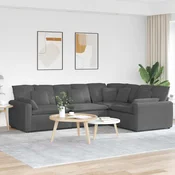 Modularna sofa s jastucima, korduro tkanina, tamno siva