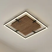 Lucande LED-stropna svetilka Vectra, 50 x 50 cm, les, z možnostjo zatemnitve - Dnevna soba/jedilnica - Sodobni - črna, temno les - Plastika