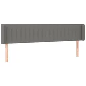 Vidaxl Vzglavje z ušesi temno sivo 203x16x78/88 cm blago