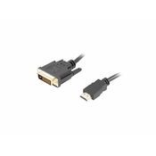 Lanberg Lanberg CA-HDDV-20CU-0018-BK HDMI Type A - DVI-D video kabelski adapter, dolžina 1,8 m, črn, Dual Link, 4K podporo