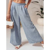 Spodnie damskie wide leg w paski MODERESS niebieskie Dstreet
