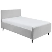 MID.YOU OBLAZINJENA POSTELJA 140 cm x 200 cm , tekstil, leseni material svetlo siva