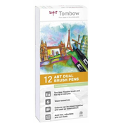 Tombow Dvostranski marker s čopičem ABT - pasteli 12 kosov