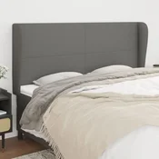 Vidaxl vidaXL Vzglavnik s krilci temno siv 183x23x118/128 cm blago