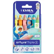 Lyra Groove TripleOne Ergonomic Triangular 3-In-1 Komplet barvnih svinčnikov Pastel Colors 6 Kosov