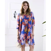 Resti Navy blue womens dress with print and frill