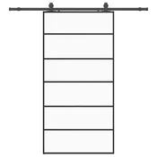 Vidaxl Drsna vrata z opremo črna 102x205 cm ESG steklo