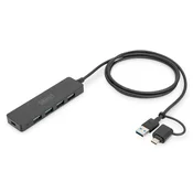 USB 3.0 Hub, 4-portni SlimLine z USB-C, napajanje, kabel 1,2 m