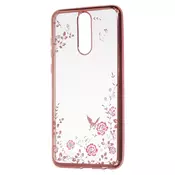 Silikonski ovitek z rožicami za Nokia 7.1 - pink