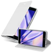Cadorabo Cadorabo Ohišje, združljivo z Huawei P9 v klasično srebrno - Zaščitni ovitek z magnetnim zapiranjem, stoječo funkcijo in režo za kartice, (20563577)