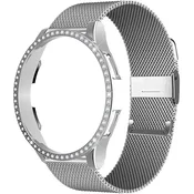 GS Milanski pašček + ovitek za Samsung Galaxy Watch 6 40mm, srebrn