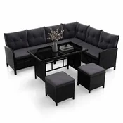 Homestar Vrtni garnitura za počivanje Manacor kavč 228x178x80 cm miza 116x66x66 cm črna