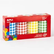 Okrugle naljepnice, 10,5 mm, APLI Kids Stickers, 4 role, razne boje 20688