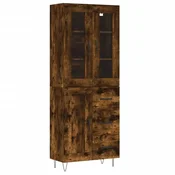 Vidaxl Visoka komoda dimljen hrast 69,5x34x180 cm inženirski les