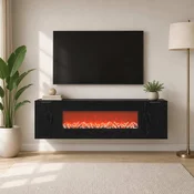 vidaXL Električni kamin Črni hrast 155 x 30 x 44 cm Inženirski les