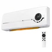 HOMCOM Keramični grelnik 2000W, stenski termoventilator s 3 načini, nastavljiv ventilator in grelnik, tedenski timer, zaznavanje odprtega okna, otroška zaščita in daljinski upravljalnik, bela