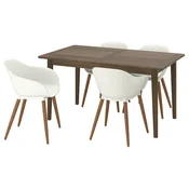 SKANSNÄS/GRÖNSTA Miza in 4 stoli, z naslonoma za roke rjava/bela, 150/205 cm