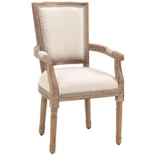 HOMCOM HOMCOM Jedilni stol, gumijev les, poliester 54,5D x 59Š x 96V cm, krem bel, (5000242698)