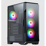 KEEP OUT kućište računala - XC-901 PRO (crno, s prozorom, 4x12 cm ARGB ventilator, microATX, 1xUSB3.0, 1xType-C)