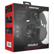 Slušalice RAMPAGE RM-K18 Double Black, mikrofon, 7.1, PC/PS4/PS5, RGB, crne