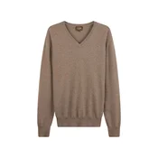 GOBI Cashmere Pulover Mens Essential Cashmere V-Neck Sweater temno siva