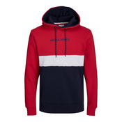 JACK & JONES Sweater majica, mornarsko plava / svijetlosiva / crvena