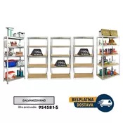 Komplet od 5 polica metal-medijapan 180x100x60cm 5x100kg – Dimenzije kompleta 180x500x60cm