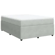 Vidaxl Box spring postelja z vzmetnico svetlo siv 140x190 cm žamet