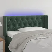Vidaxl vidaXL Vzglavje postelje z LED diodo temno zeleno 93x16x78/88 cm žamet