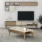 Hanah Home Set nameštaja za dnevnu sobu Milan, 4 komada, Orah-krem