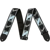 Fender 2 Monogrammed Black/Light Grey/Blue Tekstilni kitarski pas (Kot novo)