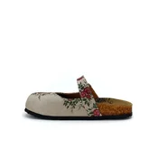 Goby Cokle Women Calceo Beige Clogs CAL2211 with flowers bež
