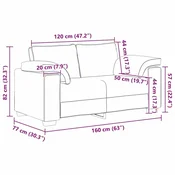 Vidaxl Dvosobni kavč Črna 160 cm blago