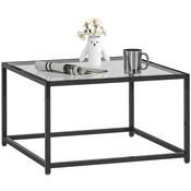 HOMCOM HOMCOM Dnevna miza kaljeno steklo, jeklo 68D x 68Š x 39V cm črna, (5000242674)