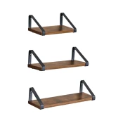 Set 3x zidnih polica SHELFY, braon/crna