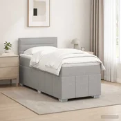 Postelja boxspring z vzmetnico Svetlo siva 90 x 200 cm Blago