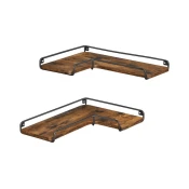 Set od 2 zidne police SHELFY, braon/crne