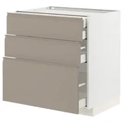 METOD / MAXIMERA Pod.elem.3front/2dnj/1srd/1vis.fiok, bela/Upplöv tamnobež, mat, 80x60 cm