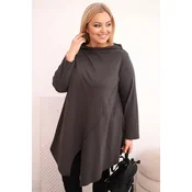 Plus size asimetrična bluza z zavihanimi rokavi