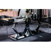 Casa Padrino luxury designer dining table silver 200 x 100 x H. 76 cm - Rectangular metal dining room table with glass top - Dining room furniture - Luxury dining room furniture