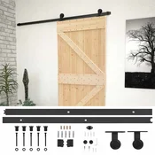 Vidaxl Drsna vrata Naravna in črna 80 x 210 cm Trdna borovina