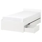 VIHALS Posteljni okvir z 2 predaloma, bela, 90x200 cm