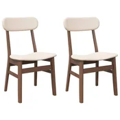 Vidaxl Jedilni stoli z blazinami 2 kosa Brown Solid Wood Rubber