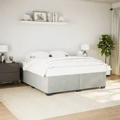 Posteljni okvir brez vzmetnice svetlo siv 200x200 cm žamet