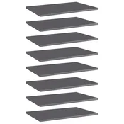 Vidaxl Dodatne police za omaro 8 kosov visok sijaj sive 60x40x1,5 cm