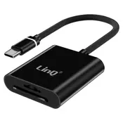 LINQ LinQ, Bralnik kartic MicroSD/SD na USB-C Hiter prenos Ultra kompakten, Črna, (5000185088)